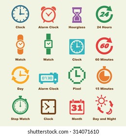 time elements, vector infographic icons