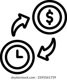 Time Exchange Icon Outline Vector Illustration
