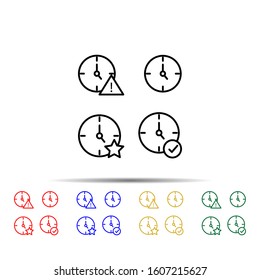 time, exclamation, star, check sign multi color style icon. Simple thin line, outline vector of web icons for ui and ux, website or mobile application