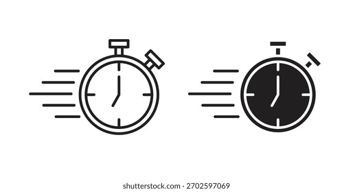 Time fast icon with editable stroke and flat vector pack