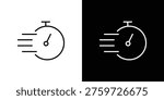 Time fast icon. Isolated Line Icon.
