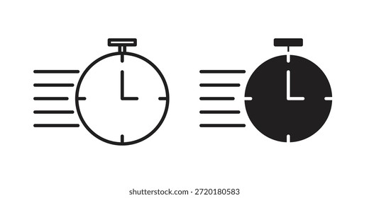 Ícone de tempo rápido no design de linha. Vetor de ícone simples