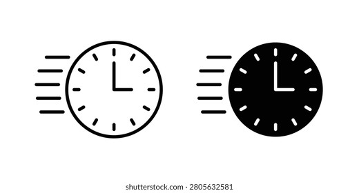 Time fast icon modern line style, Solid filled vectors set