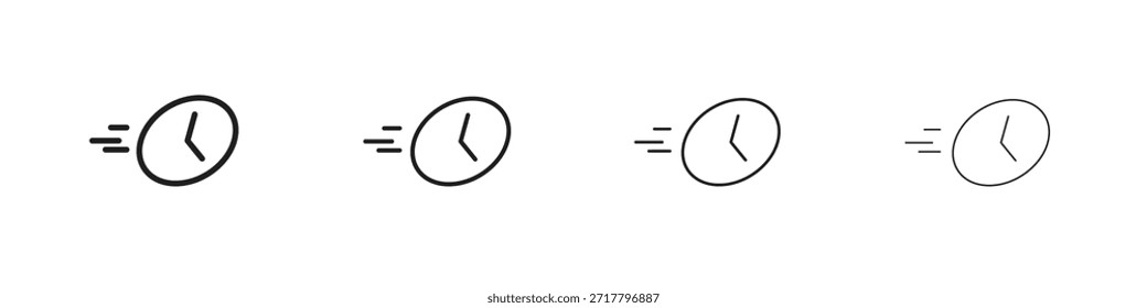 Time fast icon set. A collection of simple black thin strokes icons