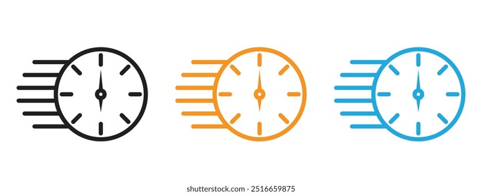 Time fast icon Thin line illustration set