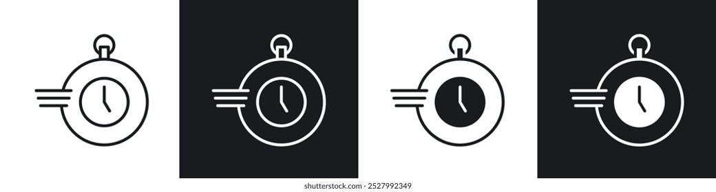 Time fast icon vector icon set black filled and outlined style.