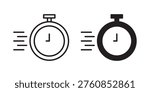 Time fast icon for web, design. Linear illustrations, editable strokes