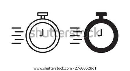 Time fast icon for web, design. Linear illustrations, editable strokes