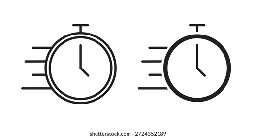 Zeitschnelle Icons von schwarz gefärbt in verschiedenen Stilen