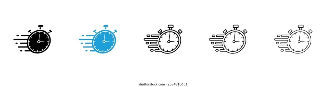 Time fast icons collection vectors in black and blue