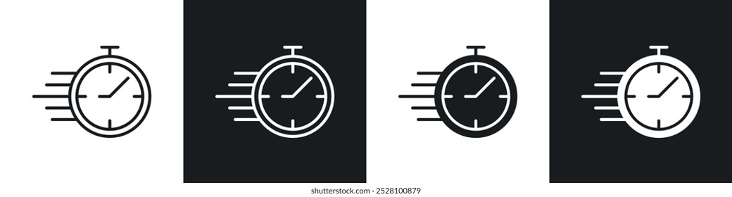 Time fast vector icon set in black and white
