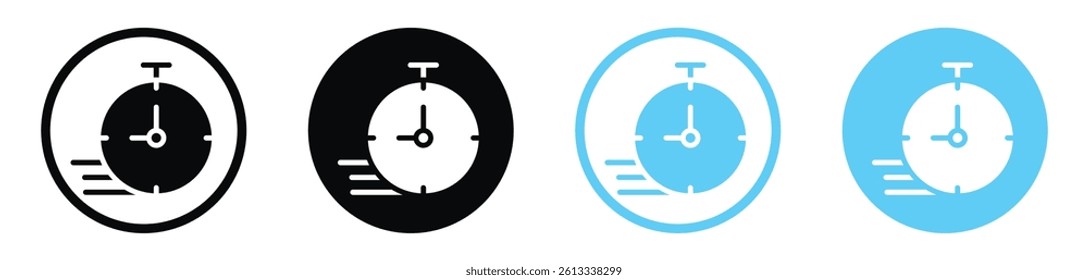 Time fast vector icons in black and blue colors