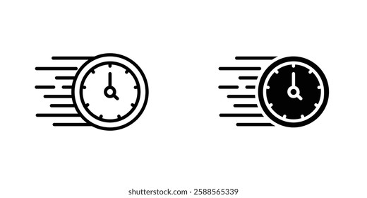 Time fast vectors icons set in filled and strokes on white background