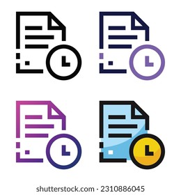 Diseño de icono de archivo de tiempo en cuatro colores de variación