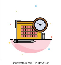 Time, File, Pen, Focus Abstract Flat Color Icon Template