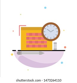 Time, File, Pen, Focus Abstract Flat Color Icon Template