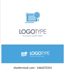 Time, File, Pen, Focus Blue Solid Logo with place for tagline. Vector Icon Template background