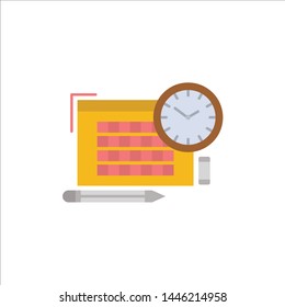 Time, File, Pen, Focus  Flat Color Icon. Vector icon banner Template