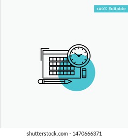 Time, File, Pen, Focus turquoise highlight circle point Vector icon. Vector Icon Template background