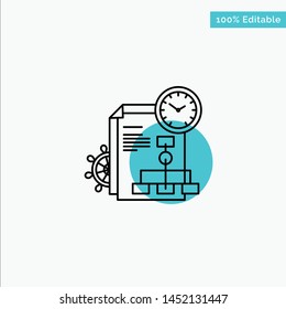 Time, File, Report, Business turquoise highlight circle point Vector icon