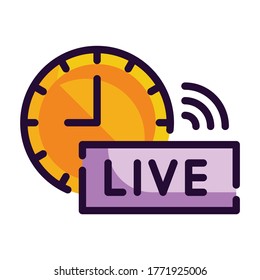 Time Fill Outline icon. Live and Streaming.