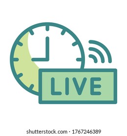Time Fill Twotone icon. Live and Streaming.