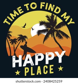 Time to find my happy place, Streetwear T-shirt Designs Artwork Set, Graffiti Vector Collection for Apparel and Clothing Print.
