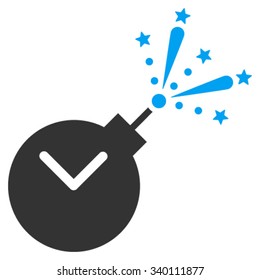 Time Fireworks Charge vector icon. Style is bicolor flat symbol, blue and gray colors, rounded angles, white background.