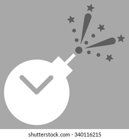Time Fireworks Charge vector icon. Style is bicolor flat symbol, dark gray and white colors, rounded angles, silver background.