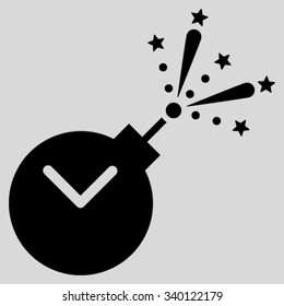 Time Fireworks Charge vector icon. Style is flat symbol, black color, rounded angles, light gray background.