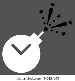 Time Fireworks Charge vector icon. Style is bicolor flat symbol, black and white colors, rounded angles, gray background.