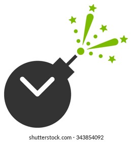 Time Fireworks Charge vector icon. Style is bicolor flat symbol, eco green and gray colors, rounded angles, white background.