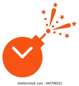 Time Fireworks Charge vector icon. Style is flat symbol, orange color, rounded angles, white background.