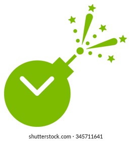 Time Fireworks Charge vector icon. Style is flat symbol, eco green color, rounded angles, white background.