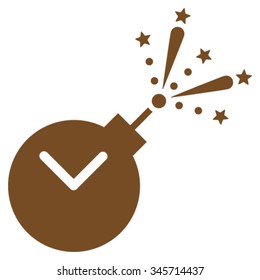 Time Fireworks Charge vector icon. Style is flat symbol, brown color, rounded angles, white background.