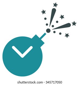 Time Fireworks Charge vector icon. Style is bicolor flat symbol, soft blue colors, rounded angles, white background.