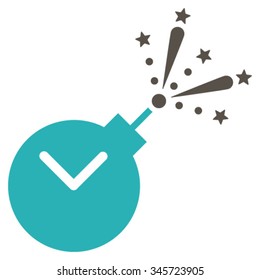 Time Fireworks Charge vector icon. Style is bicolor flat symbol, grey and cyan colors, rounded angles, white background.
