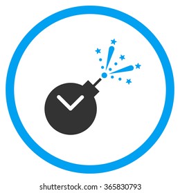 Time Fireworks Charge vector icon. Style is bicolor flat circled symbol, blue and gray colors, rounded angles, white background.