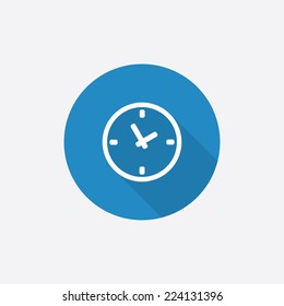 Time Flat Blue Simple Icon with long shadow, isolated on white background  