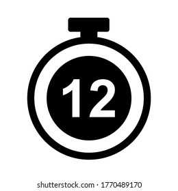 Time flat icon 12 hours vector, classic watch design isolated on white background. Vector illustration