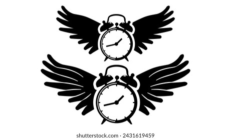 time flies emblem, black isolated silhouette