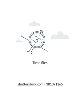 Time flies, linear illustration