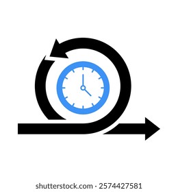 Time Flow Icon – Clock Representing Efficient Time and Resource Management.