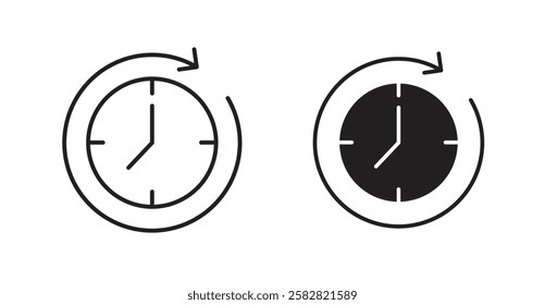 Time forward filled and outlined icons vectors on white background