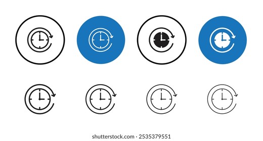 Icono de avance de tiempo Conjunto de logotipo de Vector de arte de línea negra