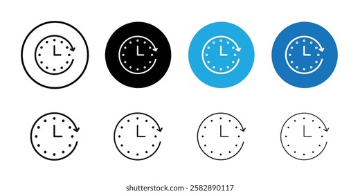 Time forward icon Black line art vector logo set