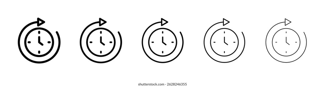 Time forward icon in black. Vector illustration for graphic design