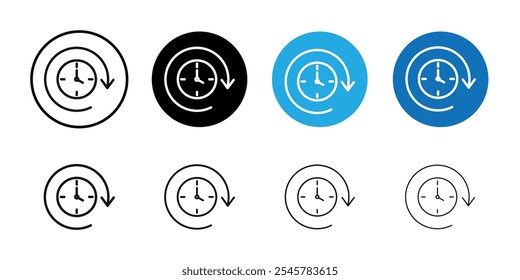 Time forward icon flat line symbol set.