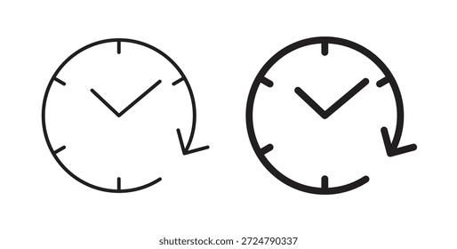 Ícone de avanço de tempo em design de linha e cores sólidas em preto e branco para designs