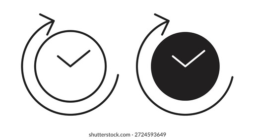 Ícone de avanço de tempo com versões de linha e silhueta.